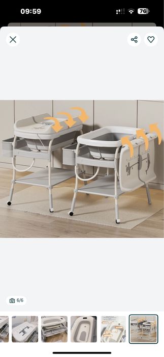 Многофункциональная ванночка для купания с пеленальным столиком