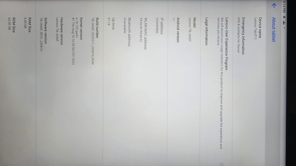 Tableta Lenovo tab p11,wifi și slot de sim 4g
