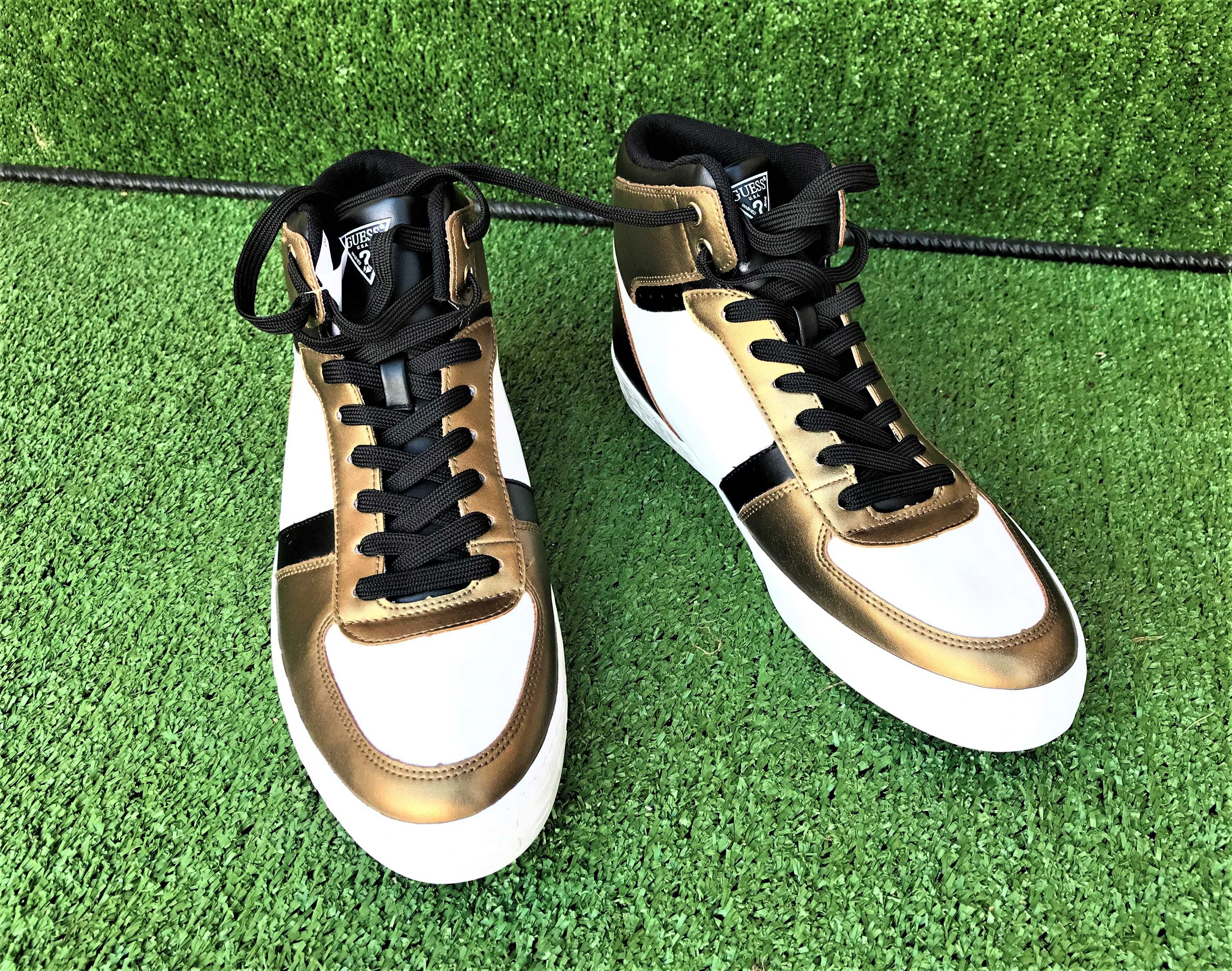 GUESS PELZY Sneakers barbati, culoare bronz, alb, negru, marimea 43.5