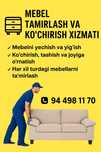 Bizda mebel Tamirlash va oʻrnatish xizmati