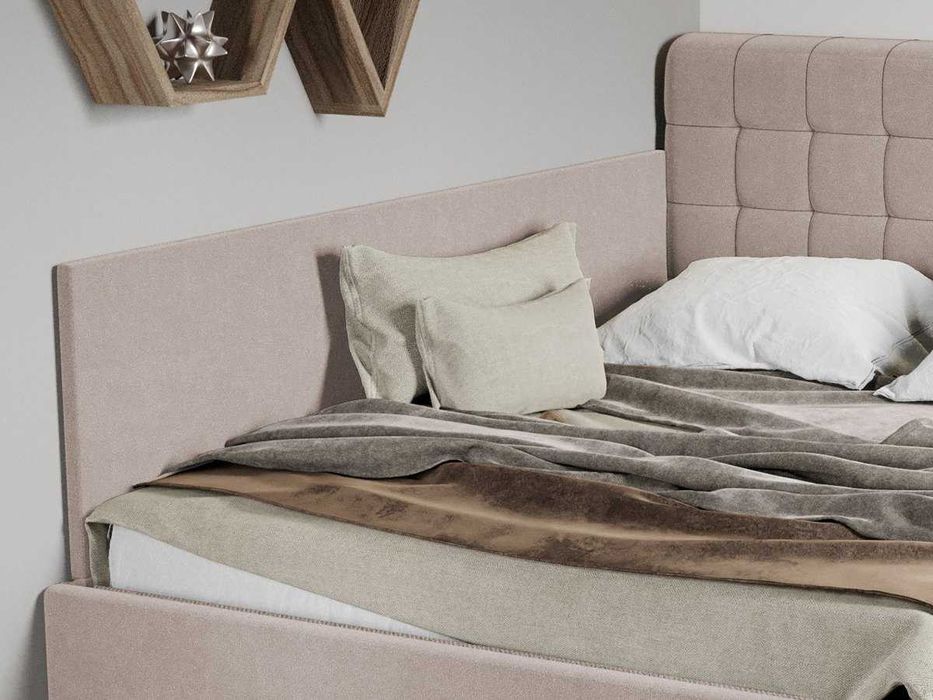 Pat Tapitat de colt Rivo Bej-Swing 2 cu somiera fixa