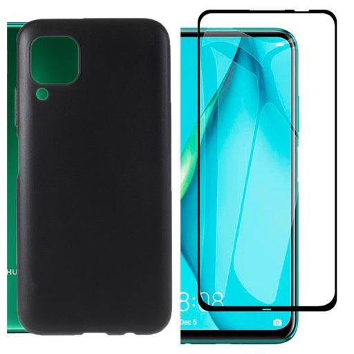 Huawei P30/P40 Lite 5G Pachet Husa Silicon Neagra/Clara + Folie Sticla