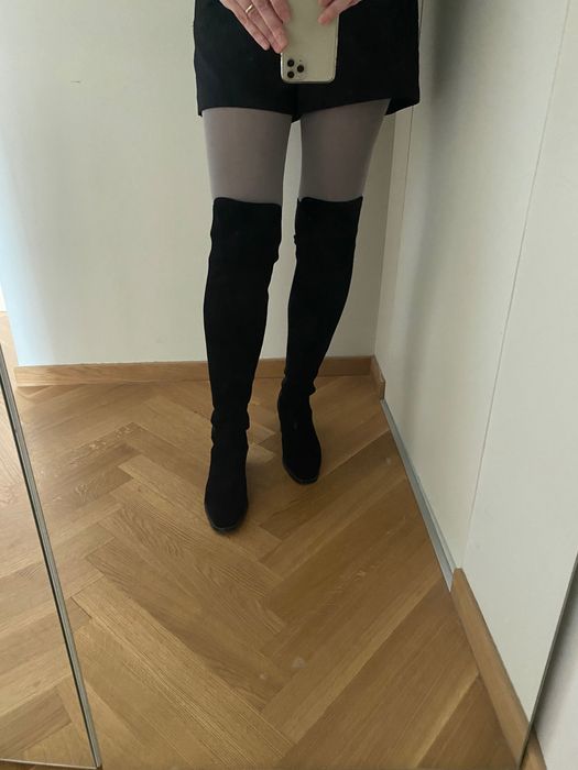 cizme peste genunchi piele intoarsa zara