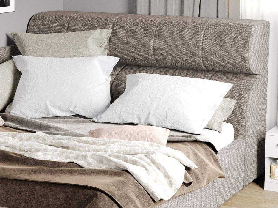 Pat Tapitat colt Galileo Bej cu somiera rabatabila+lada de depozitare