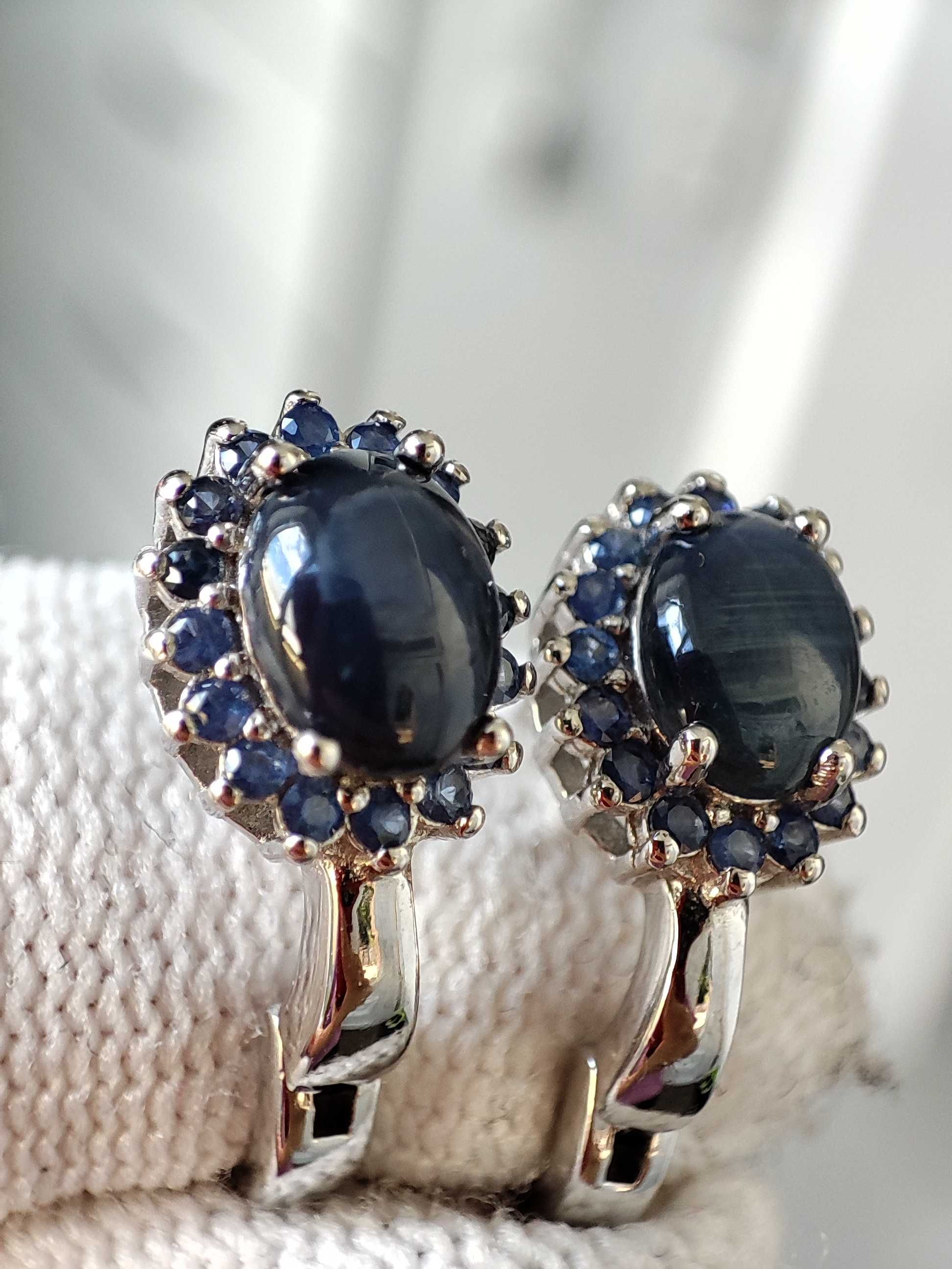 925 Cercei argint cu safir stelat