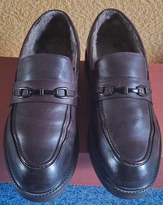 Туфли осенние, утеплённые, кожаные, размер 43-43,5