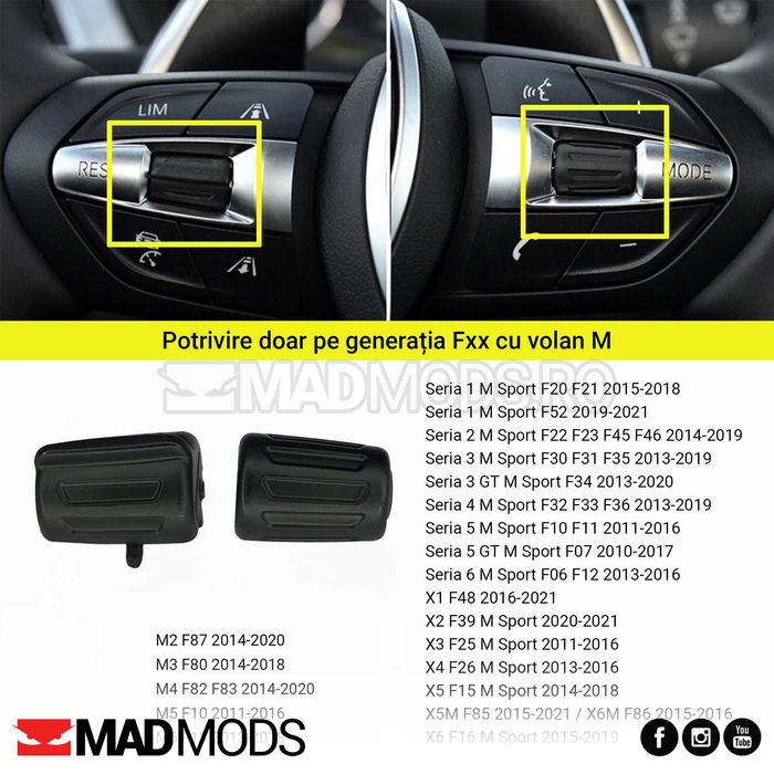 Set 2 Butoane Rotite Volan BMW F01 F07 F10 F13 F20 F30 F32 F34 F36 F35