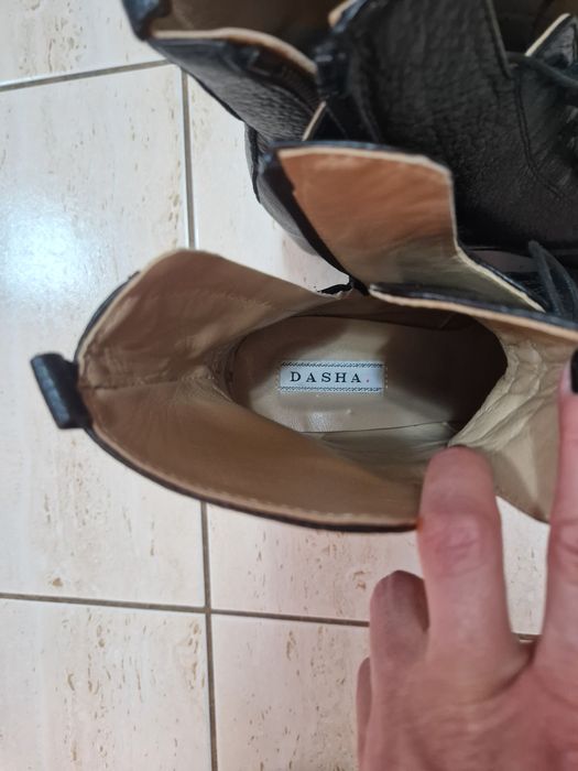 Botine negre din piele naturala