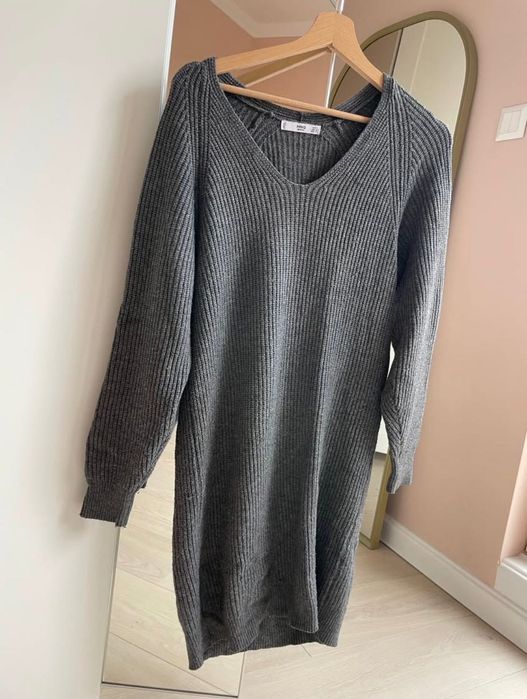 Сива плетена рокля Mango, размер S
