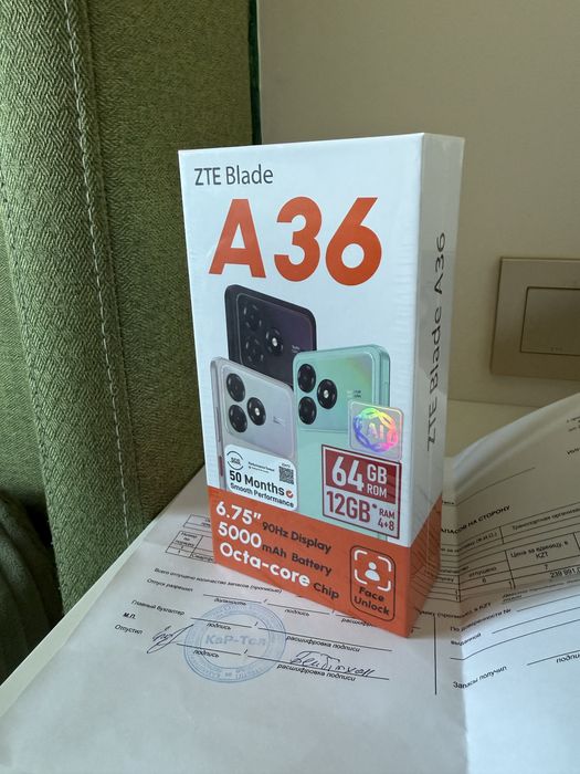 Продам ZTE A36 с гарантией год новый упакованный