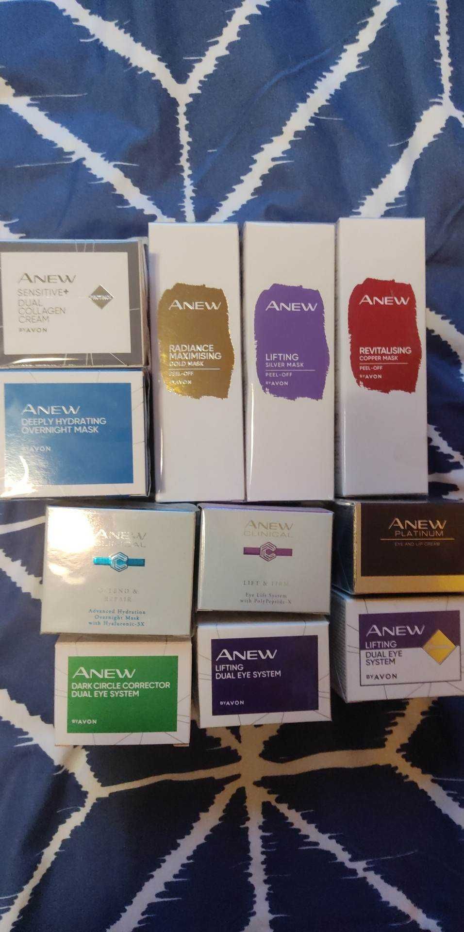 кремове, серуми и маски за лице на avon от серията на anew