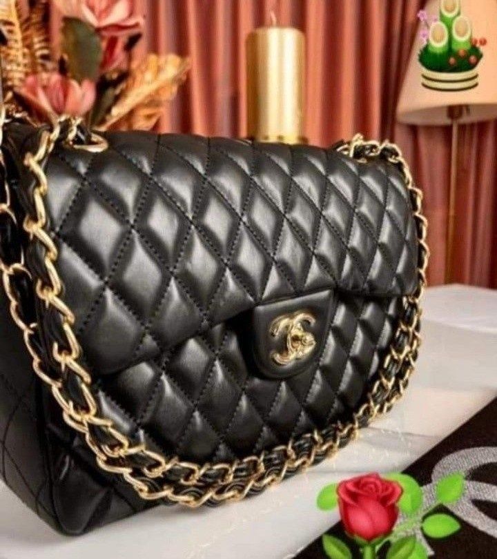 Geanta Chanel Jumbo,logo metalic, accesorii au,saculet, etichetă