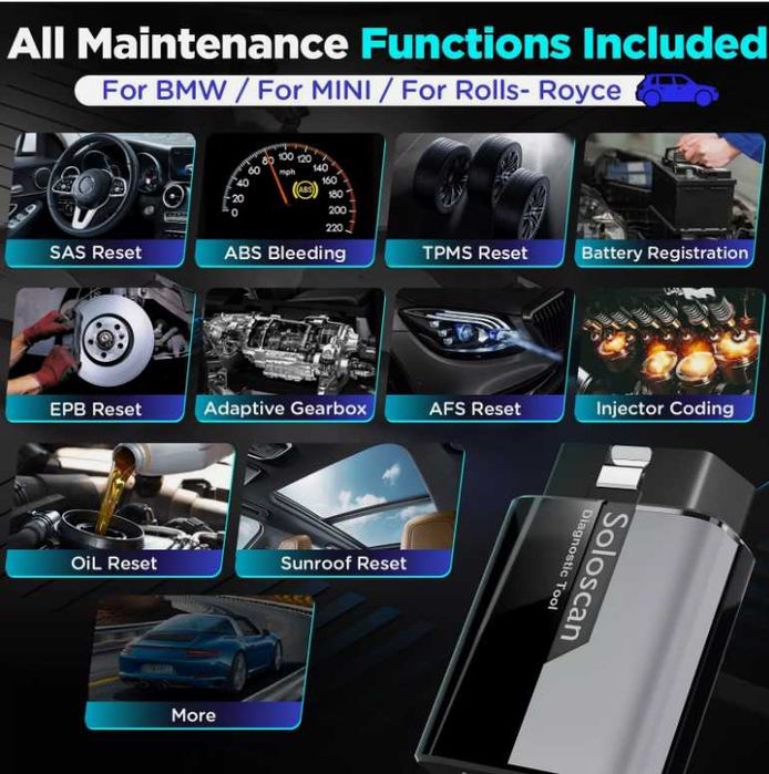 Diagnoza OBD Bluetooth KingBolen SoloScan BMW control bidirectional