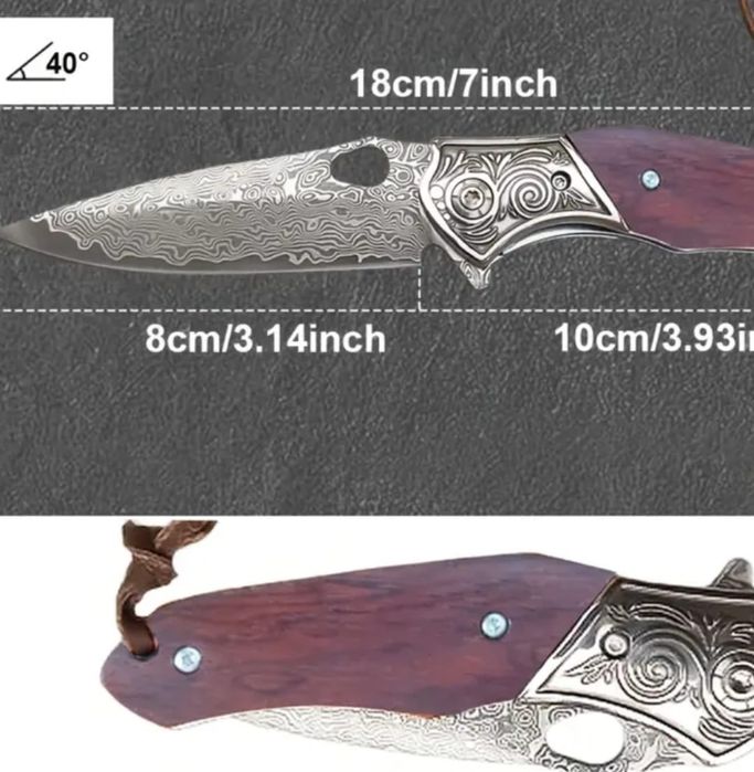 Briceag din inox de Damasc lucrat manual
