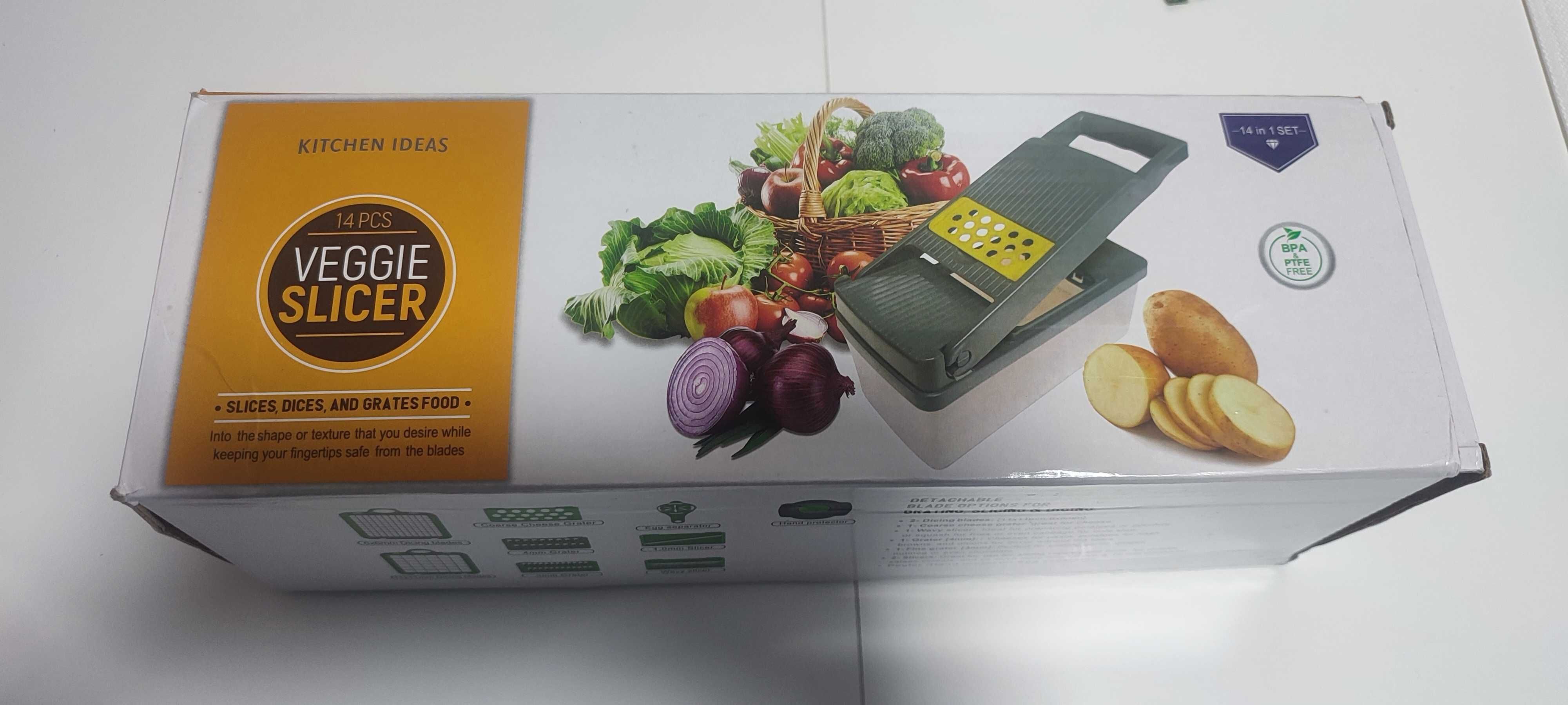 Feliator legume multifunctional, lame inox, recipient stocare