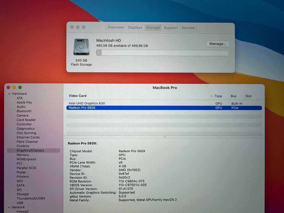 15' Core i9 Apple MacBook Pro 2019 16GB RAM/512GB SSD/Radeon 560X 4GB