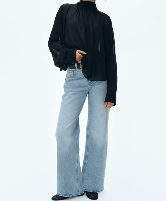H&M wide leg дънки, размер 40, светло син деним