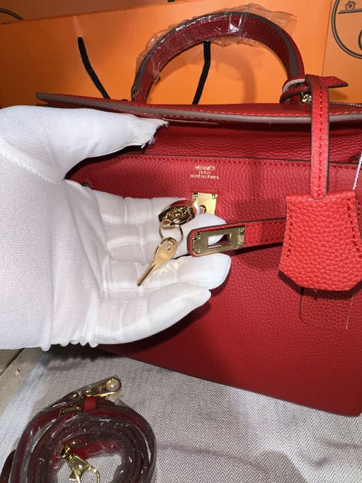 Geanta Hermes Kelly 25cm Red/accesorii gold