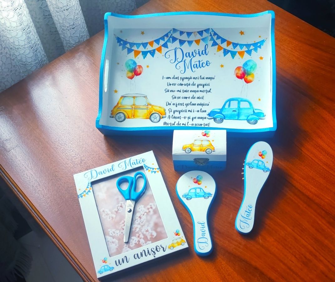 Taviță Moț set 1 an prima aniversare deco Personalizat Cadou amintire