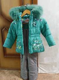 Продам зимний костюм на девочку б/у. 6000 тенге.