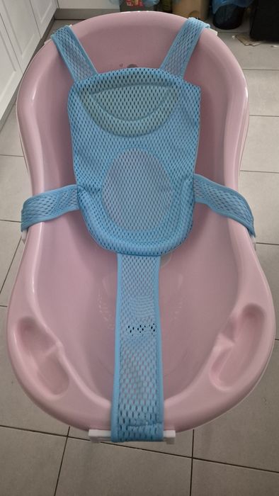 Set cădiță pentru bebeluși, roz, cu suport