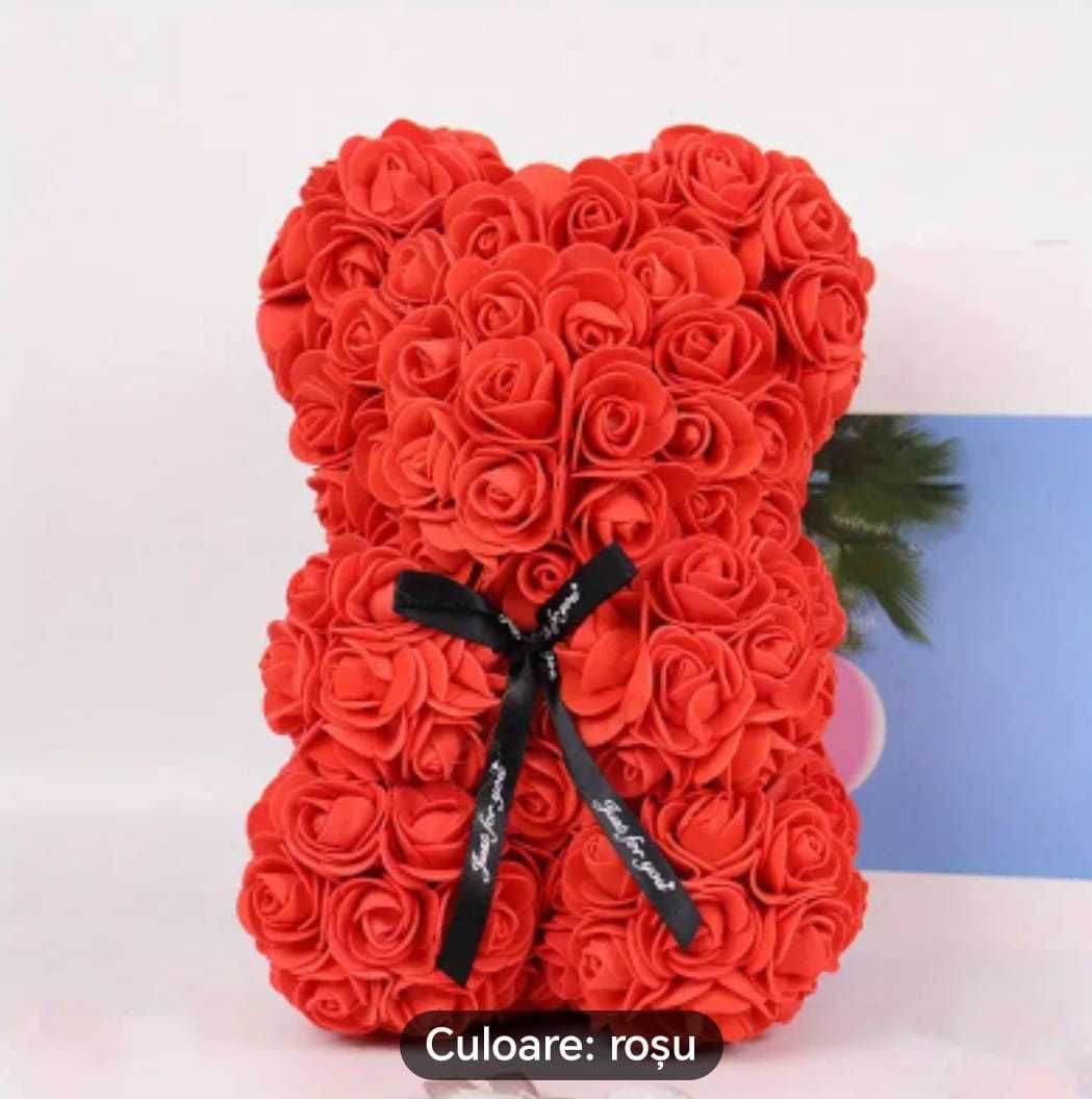 Ursuleț trandafir artificial cadou creativ și romantic pt orice ocazie
