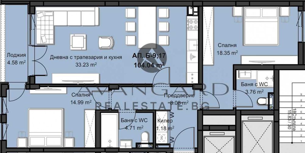 оф.21128 Тристаен апартамент Смирненски
