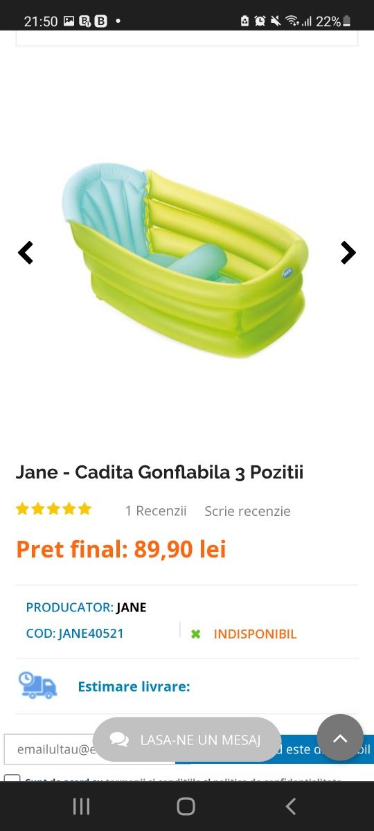 Cadita gonflabila Jane ca noua