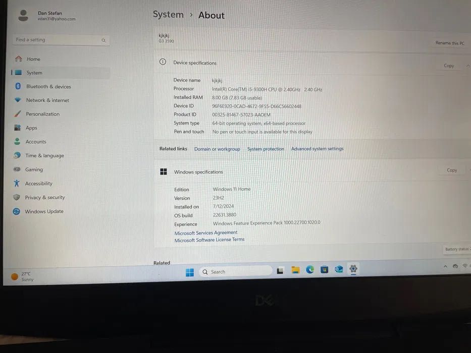 Laptop gaming Dell G3 3590
