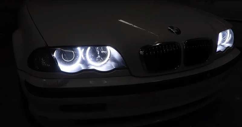 Kit inele Angel Eyes Cotton LED BMW Seria 3 E46 NFL, 131mm - 146mm