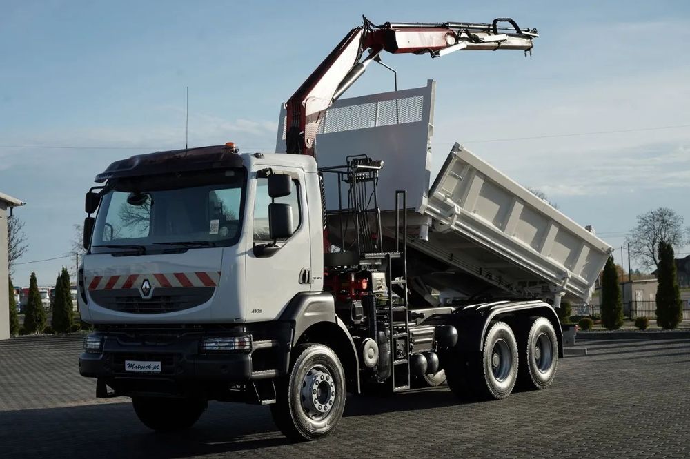 Renault KERAX 410 / 6x4 / BASCULĂ + HDS FASSI F150 / platformă hidroizolatoare / BORDMATIC / anvelope 100% / graifer