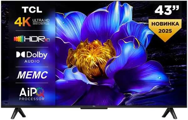 Телевизор TCL 43* V6B 4k SMART Google TV На выбор 24/7 установка 2025