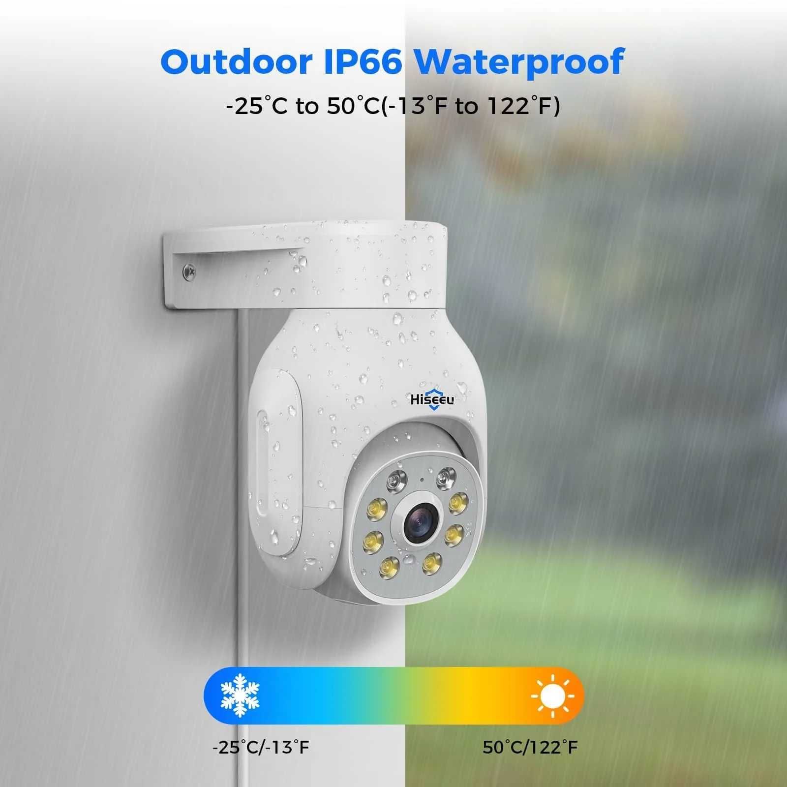 Hiseeu 5MP PTZ система IP66 4 бр. WiFi камери, 1TB диск, 4K 10CH NVR