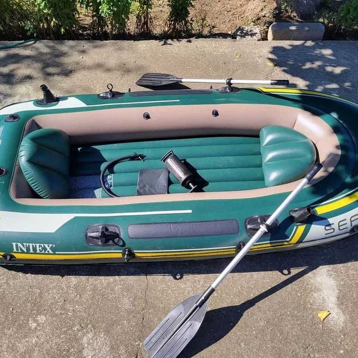 Barca gonflabila Intex Seahawk 2, pompa + vasle incluse, 2.36m x 114m