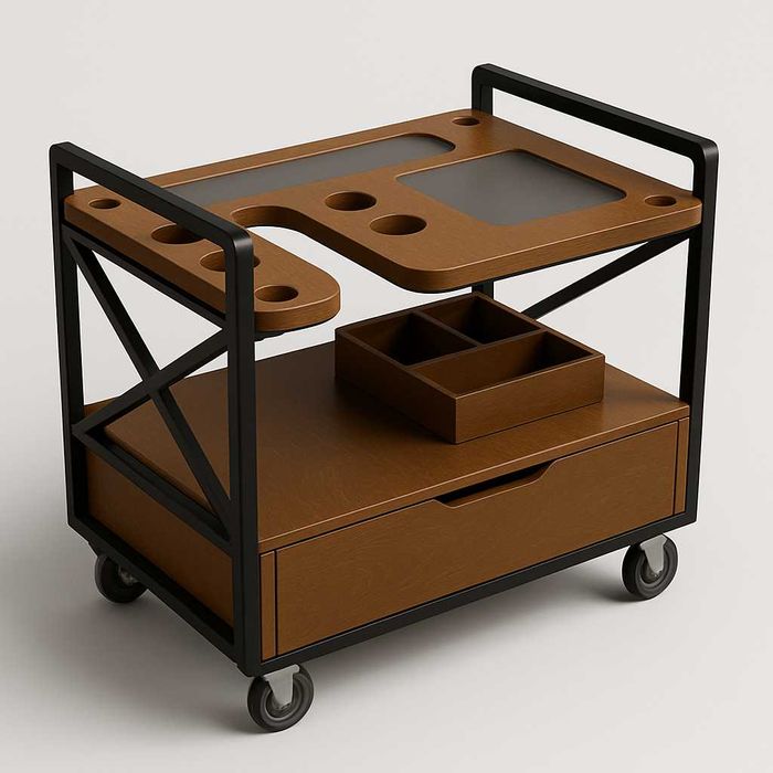 Кальянный стол-органайзер на колёсах | Идеально для дома и заведения