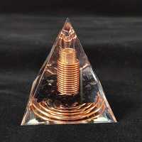 Piramida orgonică cu obsidian negru și spirale din cupru pur