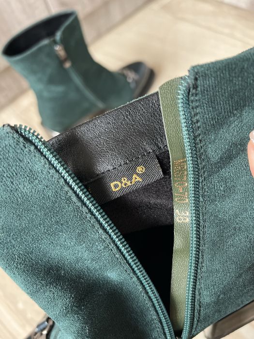 Боти S.Barski от естествен велур в зелен цвят