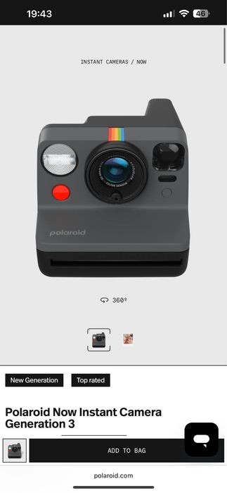 Фотоапарат за моментни снимки POLAROID NOW+ GEN 2 BLACK