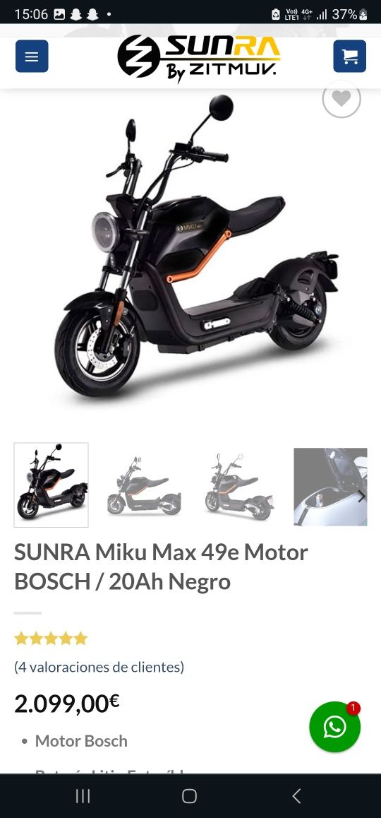 Sunra Miku max 72km/h scuter electric fără permis