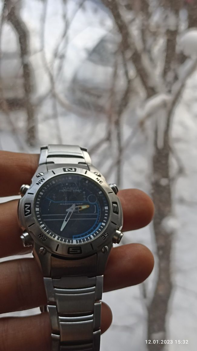 CASIO водозащита 100 метров, термометр, классика, рыбалка