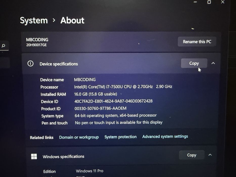 Lenovo ThinkPad T570 – i7 7500U / 16GB / 256GB NVMe / 4K дисплей