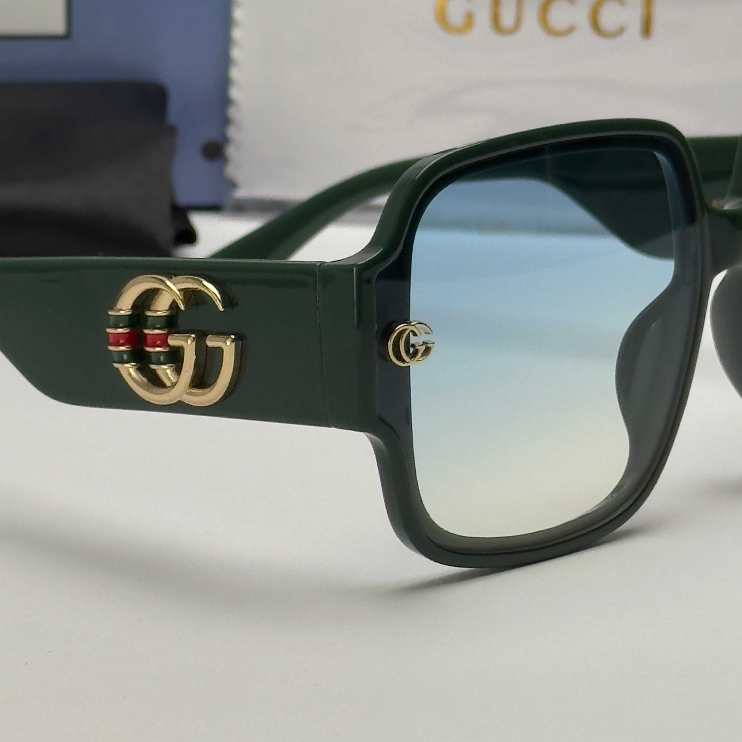 Слънчеви очила GUCCI Oversize Black White Green UV400 CE Big Lenses