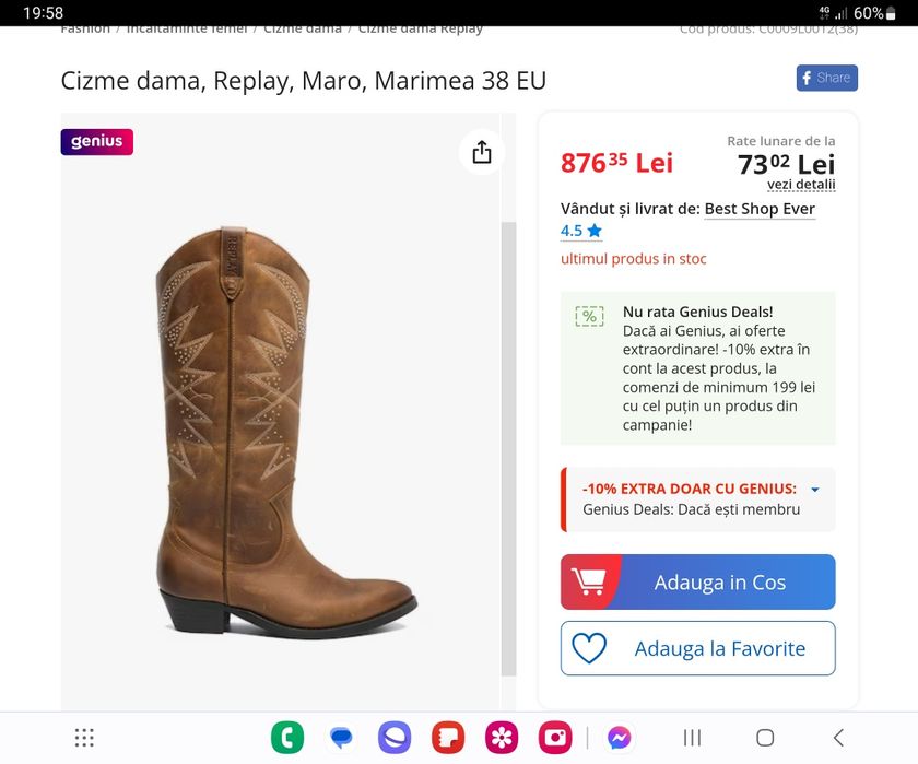 Cizme cowboy Replay dama NOU