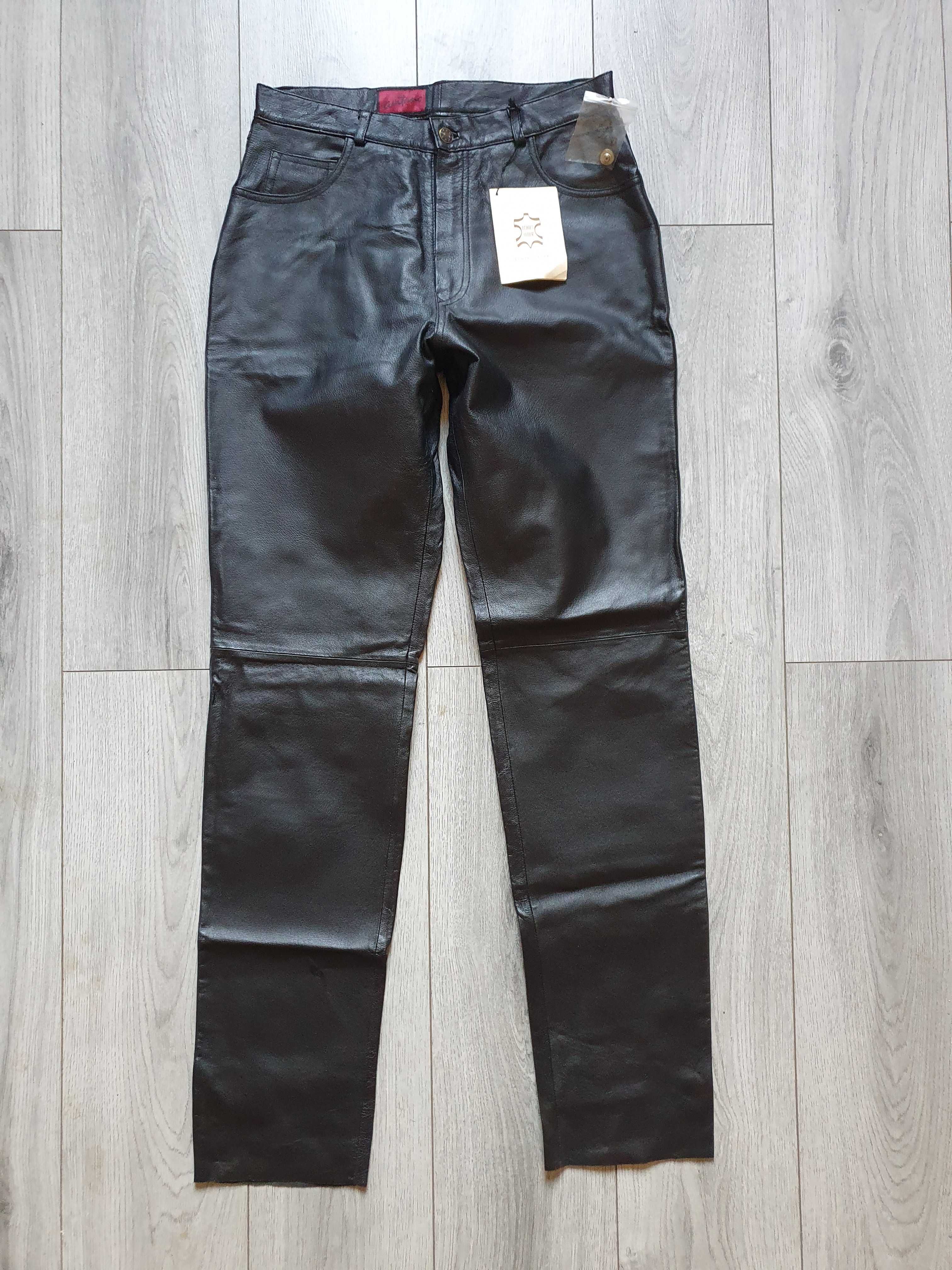 Pantaloni de piele AVITAMO (rock, motor) - Marimea 42 (Talie 80 cm)