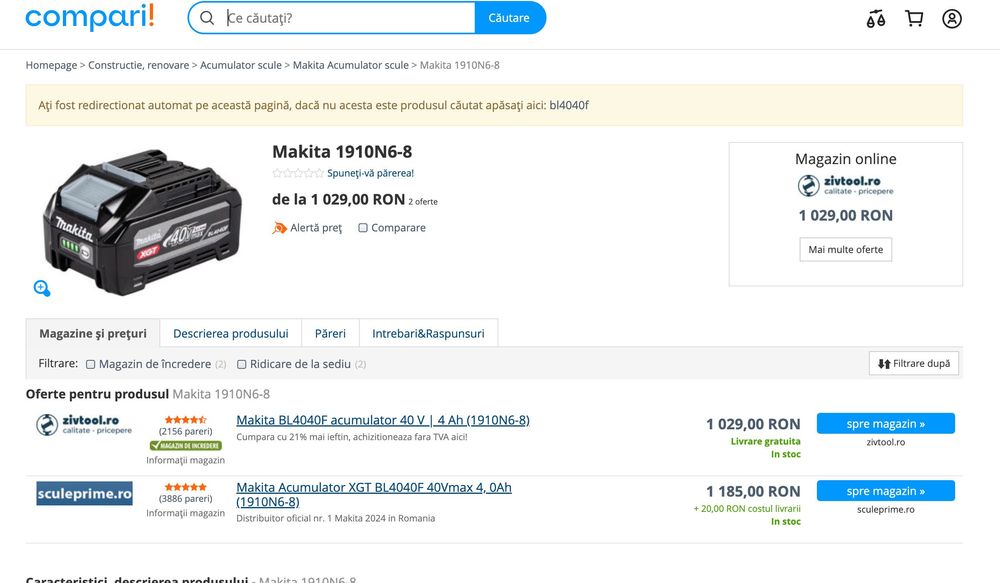 Acumulator nou sigilat Makita 4AH  XGT 40V modelul nou cu F !