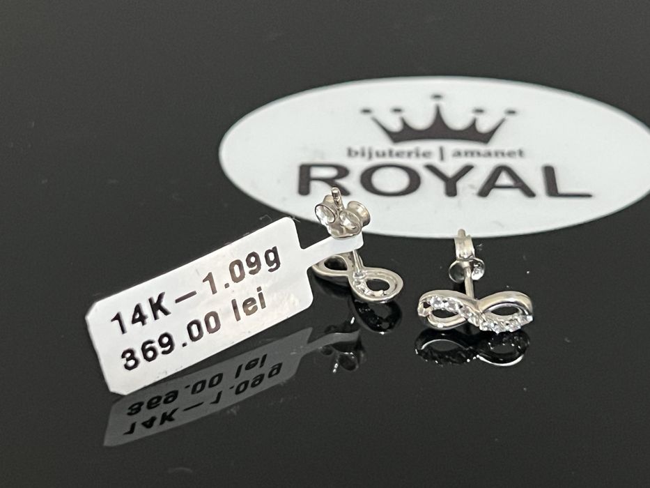 Bijuteria Royal CB : Cercei aur alb 14k 585 1,09 grame