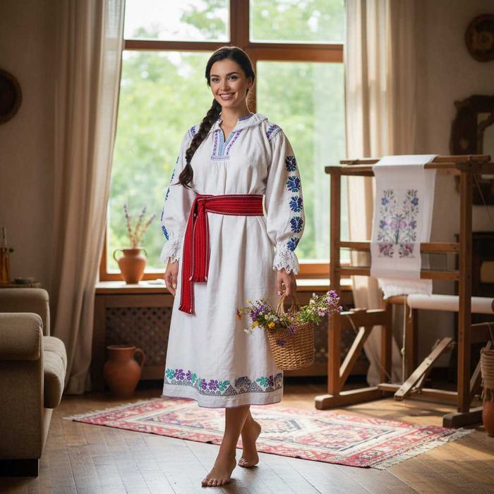 Costum popular din zona Aradului ,spacel si poala Ardeal S-M