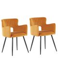 NOU Set 2 scaune dinning "SANILAC", orange, catifea