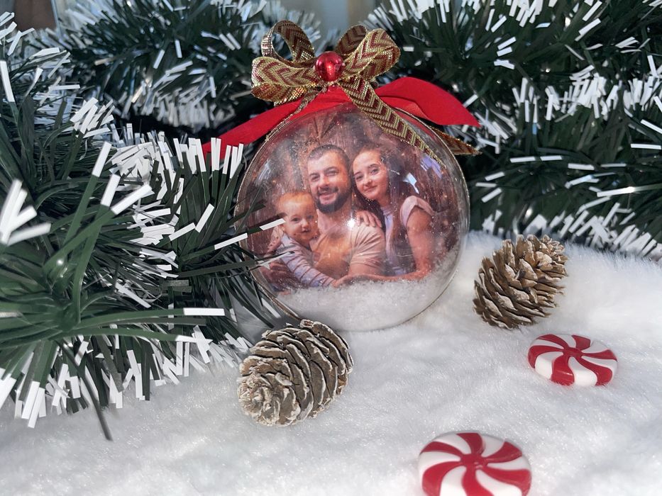 Коледна топка със снимка 8см.