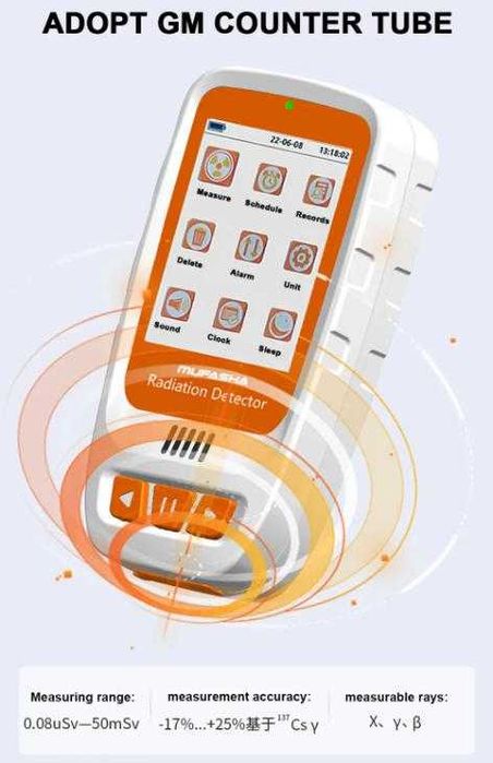 Гайгер Мюлеров Брояч Детектор Радиация Ядрена Радиоактивност Дозиметър